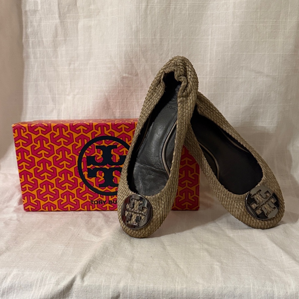 Tory Burch Reva Python Ballet Flats-size 7